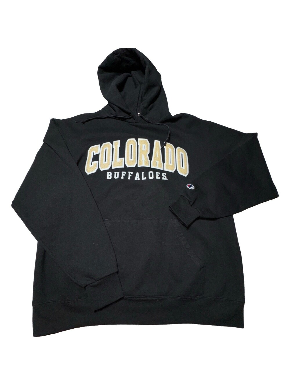 Colorado Buffaloes Hoodie Sweatshirt Size Large Black NCAA College Champion EUC